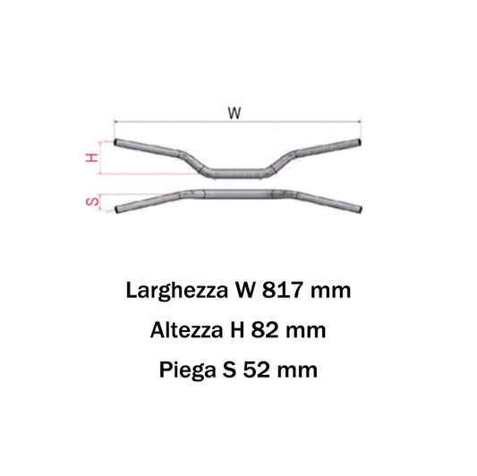 Manubrio piega bassa diametro 22/28 larghezza 817 mm