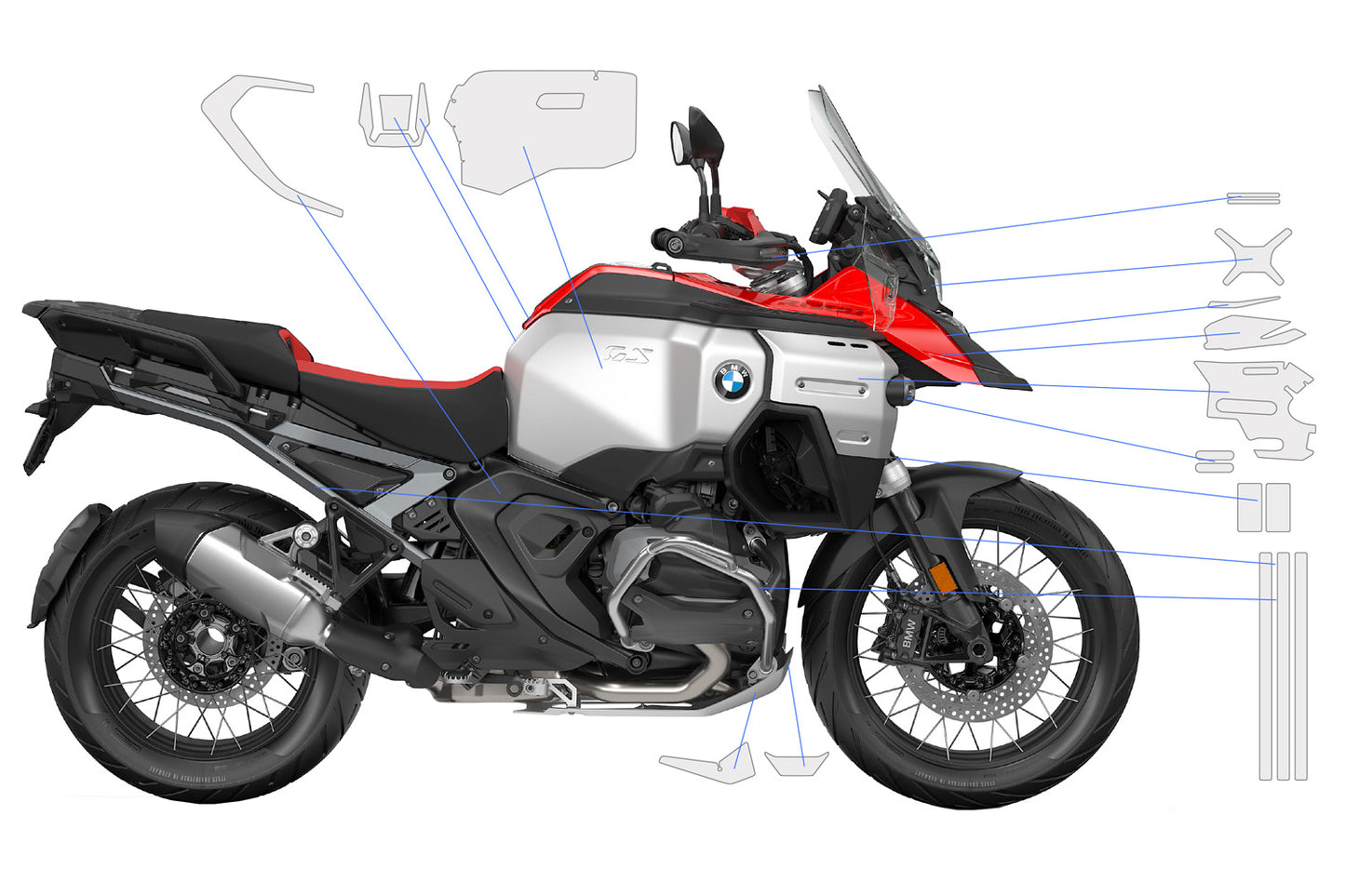 Pellicola protettiva completa BMW R 1300 GS Adventure Racing Red + Option 719