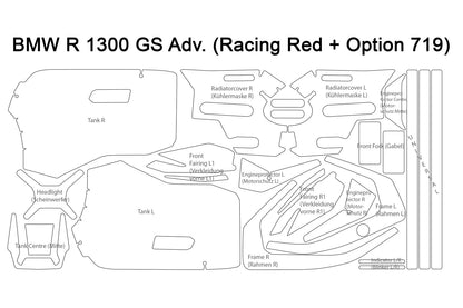 Pellicola protettiva completa BMW R 1300 GS Adventure Racing Red + Option 719