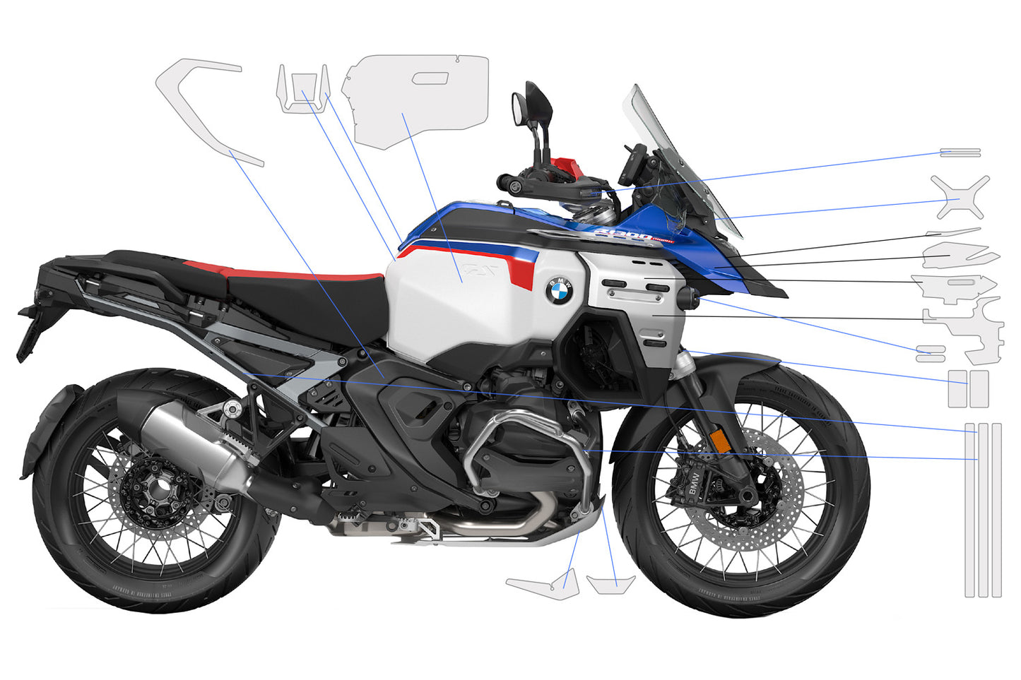 Pellicola protettiva completa BMW R 1300 GS Adventure Trophy + Triple