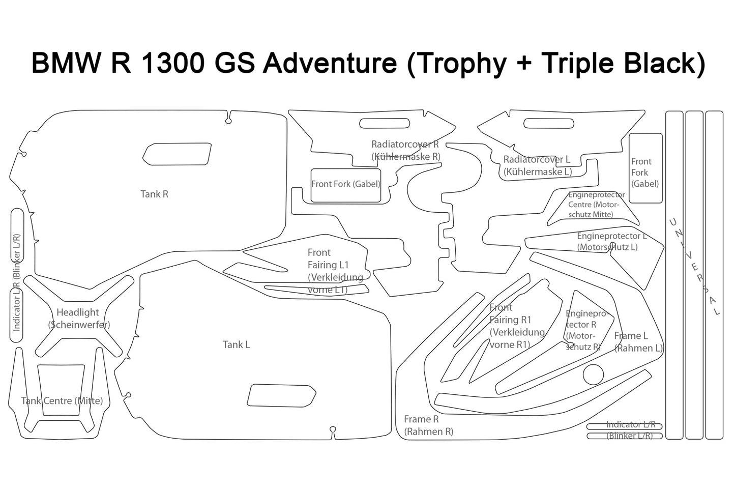 Pellicola protettiva completa BMW R 1300 GS Adventure Trophy + Triple