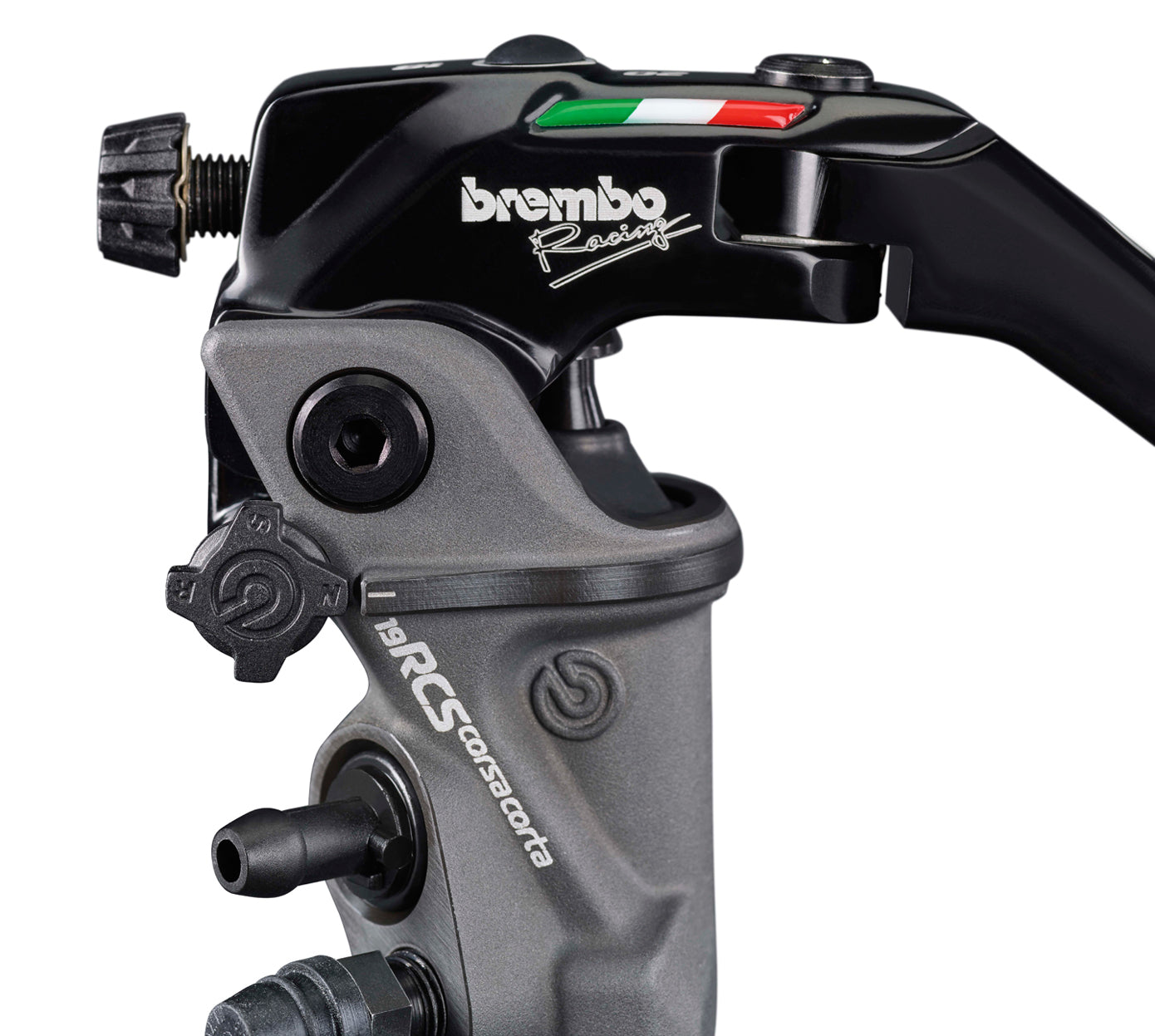 Pompa freno radiale Brembo 19 RCS Corsa Corta + Kit Serbatoio freno nero fumè