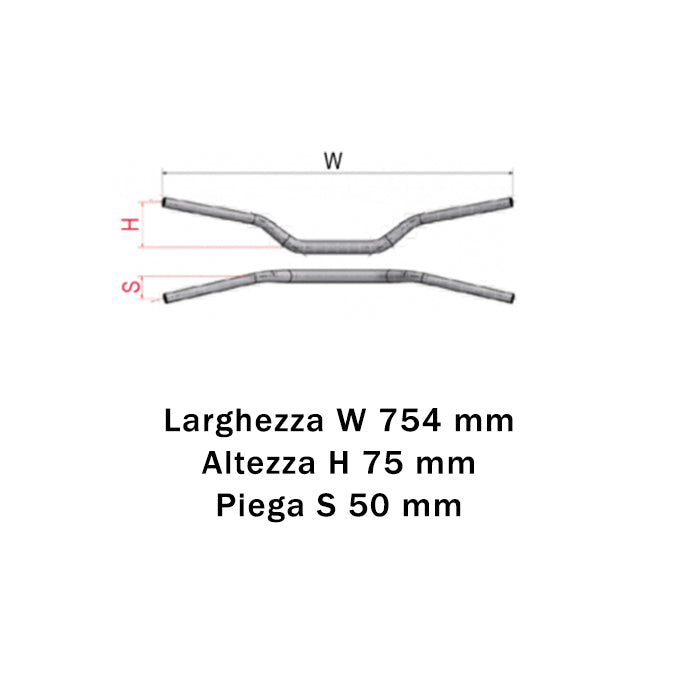Manubrio piega bassa diametro 22/28 larghezza 754 mm