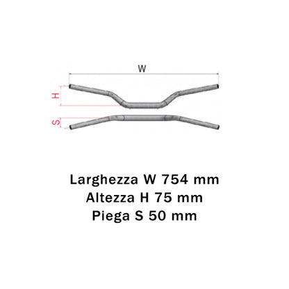 Manubrio piega bassa diametro 22/28 larghezza 754 mm