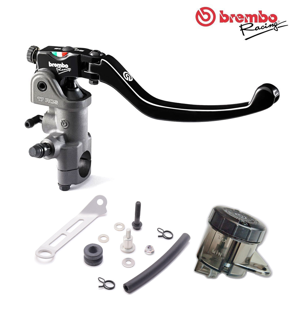 Pompa freno radiale Brembo 17 RCS + Kit Serbatoio freno nero fumè